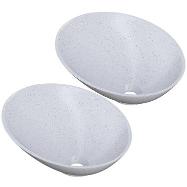 Imagem de Kit 02 Cubas de Apoio Meia Lua Para Banheiro Lavabo C01 BM38W Branco Granit - Lyam