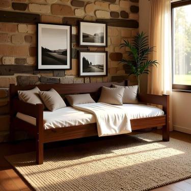 Imagem de Sofá Cama Robusto Em Madeira Maciça Reforçada