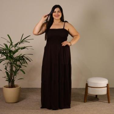 Imagem de Vestido Longo Feminino Com Lastex de Amarrar no Ombro Elegante - 40 Gr