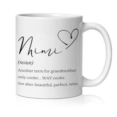 Imagem de BEHIFL Caneca Mimi para avó, presentes Mimi para avó xícara de café cerâmica, presentes de avó de netos para aniversário, Natal, cerâmica, café, chá, caneca 325 ml