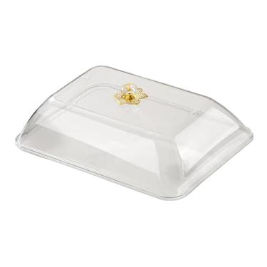 Imagem de IEUDNS Tampa retangular para alimentos com alça, ideal para suporte de, doces, tábuas de frios, donuts, queijos e sobremesas, L Clear