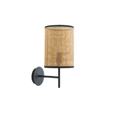 Imagem de Aplique de parede Luminária de parede decorativa simples vime para quarto, corredor, entrada, luminária cabeceira retrô