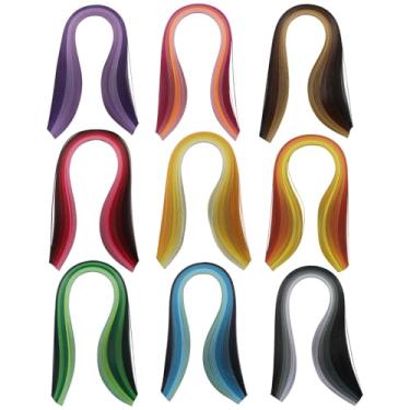 Imagem de PHITUODA 9 conjuntos de 900 tiras de papel para quilling multicoloridas, 3 mm de largura 39 cm de comprimento, kit de artesanato para projetos de bricolagem/artistas, 43 cores