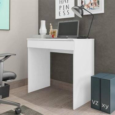 Imagem de Mesa Para Computador Escrivaninha 1 Gaveta 80 Cm Alexia Branco Reajl M