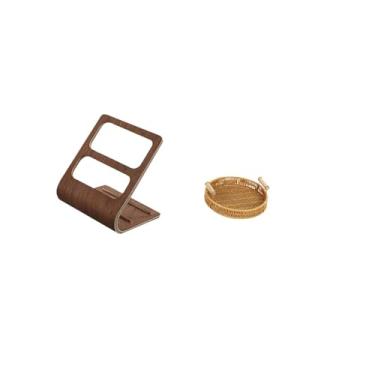 Imagem de Fenteer Cesto Organizador de Mesa para Escritório, Cozinha E Hotel com Dois Compartimentos, Tigela de Vime para Frutas E Petiscos E Prato para Pão.