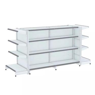 Imagem de Gondola Centro 137 Fit Ate 2 Metros 2 Ponta Branco 24b Pe Cinza - AMAP