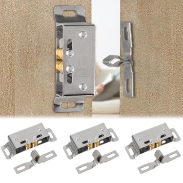 Imagem de Fechadura de porta de aço inoxidável, trava de rolo duplo, armário de armário, utensílios de cozinha doméstica, 3 peças