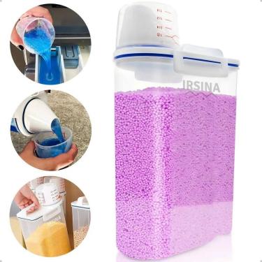 Imagem de 2X Pote Hermético 2 Litros Copo Dosador Porta Sabão Pó Liqui