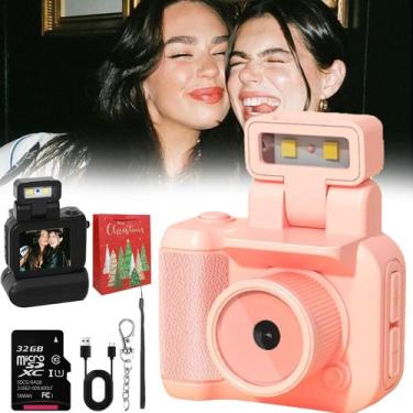 Imagem de Mini câmera Retro Snap 1080P HD com 32 GB de memória rosa - Marca Próp
