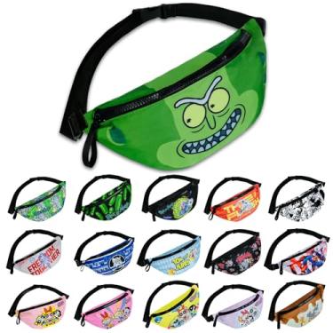 Imagem de Pochete de desenho animado verde engraçado para homens, mulheres e adolescentes – bolsa de cintura gráfica legal com alça ajustável, bolsa de cinto leve para viagens, festivais, corrida, caminhada ou