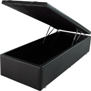 Imagem de Cama Box Baú Solteirão Resistente Premium Preto 97x203x43 BF Colchões,