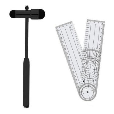 Imagem de Goniômetro + Martelo Neuro Fisio Buck Reflexo Pincel Agulha - BIC