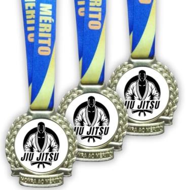 Imagem de Kit 10 Medalhas Para Jiu Jitsu De Campeão Premiação Com Cordão