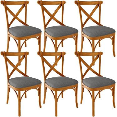 Imagem de Kit 06 Cadeiras Para Sala De Jantar E Estar Living Estofada ávila L02 Linho Cinza Escuro - Lyam