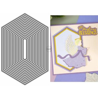 Imagem de DzIxY Conjunto de moldes de corte de metal de fundo geométrico para fazer cartões, conjunto de recortes de papel, estêncil, suprimentos, modelos de máquina