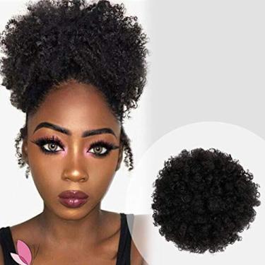 Imagem de Instant Glitz Afro Puff Cordão Rabo de Cavalo Retrô Cacheado Rabo de Cavalo Prendedor de Peruca de Cabelo Sintético para Mulheres Negras Extensão de Cabelo Sintético (Pequeno, 4)