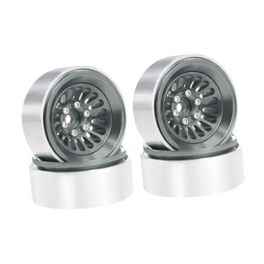 Imagem de Dynwave 4x Aros de Roda RC com Encaixe Hexagonal de 7mm, Modificação Premium, Leves, Peças de Reposição para Montagem e Upgrade de Caminhões RC TRX4M 1/18 e, Cinza