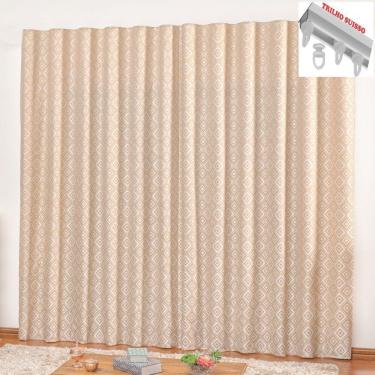 Imagem de Cortina Em Jacquard Degradê 3,00 X 2,70 Para Trilho Suisso - Palha
