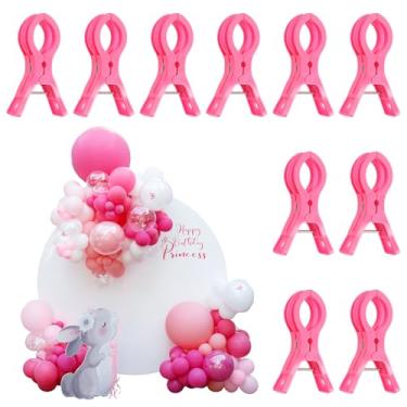 Imagem de LemonRoad Pacote com 10 clipes de arco de balão grandes plásticos transparentes grampos de mola clipe resistente de 8,5 cm para kit de arco de balão, decoração de aniversário, artesanato, marcenaria