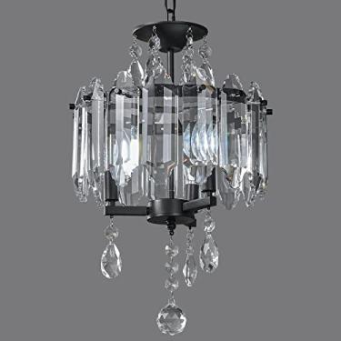 Imagem de zhllmq Lustre De Cristal Moderno, Luminárias, Minilustres Pretos, Teto, Iluminação Pendente Estilo Fazenda, Para Cozinha, Ilha, Quarto, Sala Jantar, Corredor, Entrada (3 Luzes)