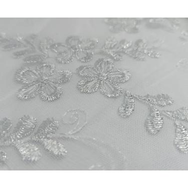 Imagem de Tecido Tule Bordado Embroidery - 100% Poliéster (Off, 3m x 1,32m)