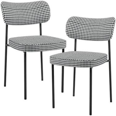 Imagem de Kit 02 Cadeiras Decorativas Estofada Sala Jantar Melina L02 Pied Poule - Lyam Decor