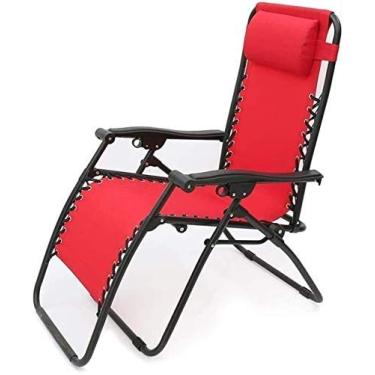 Imagem de Espreguiçadeira cadeiras reclináveis para pátio, cadeiras dobráveis espreguiçadeiras dobráveis para lazer ao ar livre Siesta lona sol cadeira de praia (cor vermelha, tamanho, 52 x 62 x 83 cm),
