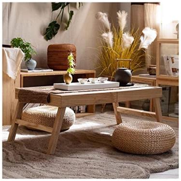 Imagem de HYUIO Mesa de centro de café dobrável, mesa de tatame, mesa de chá zen, mesa japonesa, mesa de coquetel de madeira, pequena mesa de chá para chão, sala de estar, escritório