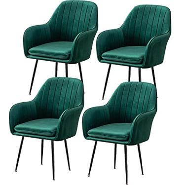 Imagem de Cadeira de jantar moderna sala de jantar conjunto de 4 poltronas estofadas de veludo poltrona de pernas de metal resistente (cor: cinza)