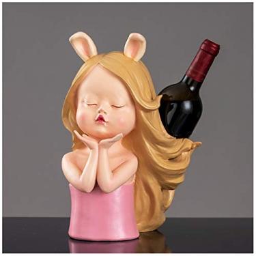 Imagem de GAORUIFENG Sweet Girl Wine Rack Ornamentos Creative Gift Desktop Wine Stands e Presentes Decorativos Multicoloridos Decorações de Casa Sala de Estar Estreito (Cor: A)