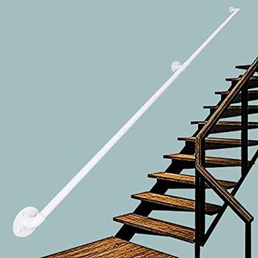Imagem de SENNIAN Corrimãos de escada (30 cm a 6 m), suportes de parede de ferro forjado, guarda-grades de escada de metal, trilho de mão de deck de varanda de escadas para interior e exterior, kit completo