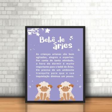 Imagem de Quadro com Moldura Signos Zodíaco Astrologia Bebê de Áries - Plinplin