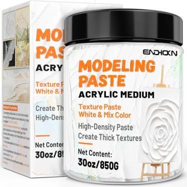 Imagem de Endhokn Pasta grossa de modelagem de 850 g / 600 ml - Pasta profissional de textura de arte de alta densidade para pintura acrílica, para textura e espessura, gel acrílico de ajuste de cor branco