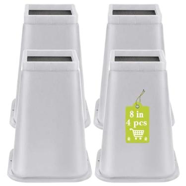 Imagem de Yookwutar Pacote com 4 peças de elevação para móveis de 20,3 cm, elevadores de cama resistentes para mesa, mesa, sofá, armário, moldura de cama, dormitório, elevadores de perna de mesa quadrados
