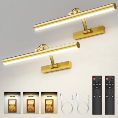 Imagem de KEILAIMO Luzes de parede para parede, luz de arte recarregável de 42 cm com controle remoto e temporizador, luzes de pôster operadas por bateria de 5200 mAh, 3 modos de cor e 3 níveis de brilho para