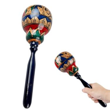 Imagem de GOGHOST Maraca de madeira feita à mão para adultos, chocalhos profissionais de percussão à mão africana de 27,2 cm, instrumento musical de coqueteleira de rumba de pintura à mão, lembrancinhas de