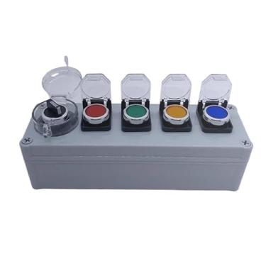 Imagem de Botão de reinicialização de botão rotativo 5P Caixa de controle com tampa Momentânea Reset Start Stop SEM NC