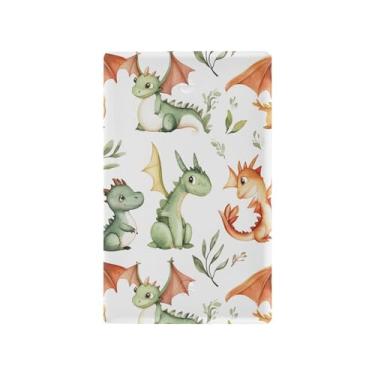 Imagem de SEHANY Capa de parede de tomada dupla de dinossauro engraçado, tamanho padrão e à prova de calor, placas decorativas para decoração de escritório doméstico (11,5 cm x 7 cm)