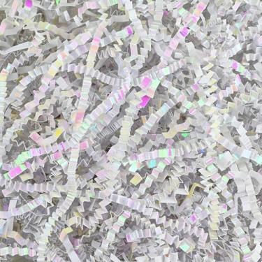 Imagem de Raissily 300 g Enchimento de papel cortado enrugado, almofada de grama para Natal, casamento, aniversário, Páscoa, noivado, presente, caixa de confetes, decoração de enchimento de cesta (branco