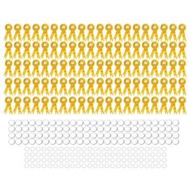 Imagem de Materiais em branco para botão de crachá de folha de flandres 100 conjuntos de corpete DIY para chá de bebê, aniversário, festa de casamento, suprimentos, 44 mm, leve, durável, à (Amarela)