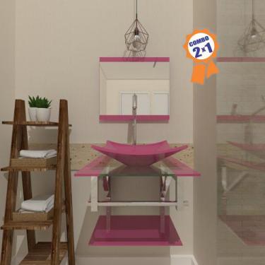Imagem de Combo 2 x 1 Gabinete de Vidro 45cm para Banheiro Cuba Quadrada - Escóc