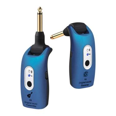 Imagem de Almencla Transmissor e receptor para guitarra elétrica, sem fios, recarregável, para apresentações profissionais, Azul