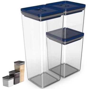 Imagem de Kit Pote Mantimento Hermético Organizador Cozinha Acrílico Tampa Trava