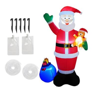 Imagem de Fenteer Papai Noel inflável de Natal com LED embutido, decoração externa para árvore de Natal e jardim.