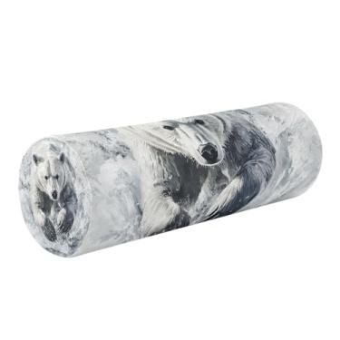 Imagem de Burbuja Almofada de rolo redondo de cilindro de corrida de urso para alívio da dor no pescoço, almofada de viagem cervical de espuma viscoelástica com capa lavável removível para cama, cabeça e pernas
