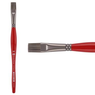 Imagem de Pincel Borciani Bonazzi Unico Silver Synthetic Series 811, Flat 16 - Pincel de cabo médio feito à mão na Itália, sem crueldade, acrílico, óleo, aquarela, precisão elástica