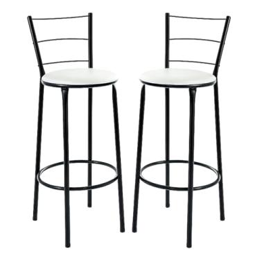 Imagem de Kit 2 Banquetas Alta Banco Bistro Desmontavel Preto Balcao Cozinha Área Gourmet 90cm Altura (VERMELHO) (BRANCO)