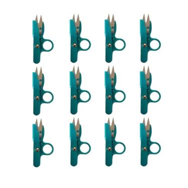 Imagem de Kit com 12 Tesouras Reta de Arremate 12 cm TC-800 – Aço Inoxidável, Cabo Ergonômico, Corte Preciso para Costura, Bordado, Patchwork, Quilting e Artesanato (Azul Turquesa)