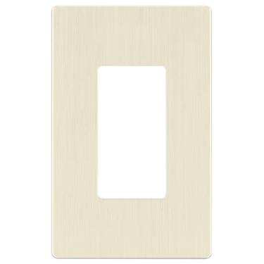 Imagem de LIDER Capa de interruptor decorador de acabamento escovado, placa de parede sem parafusos, tamanho médio, 12,4 cm x 7,9 cm, termoplástico de policarbonato inquebrável, listado na UL, LSWP-31M-BLA
