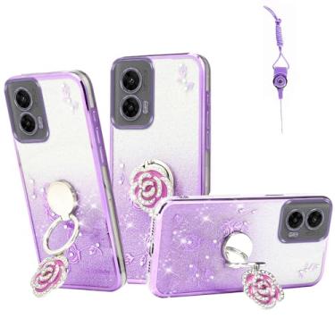 Imagem de Nouxwerx Capa para Motorola Edge 50 Fusion 5G, capa de celular para G96 capa macia e fina para meninas e mulheres com anel de alça de suporte de cordão à prova de choque capa protetora para Moto Edge